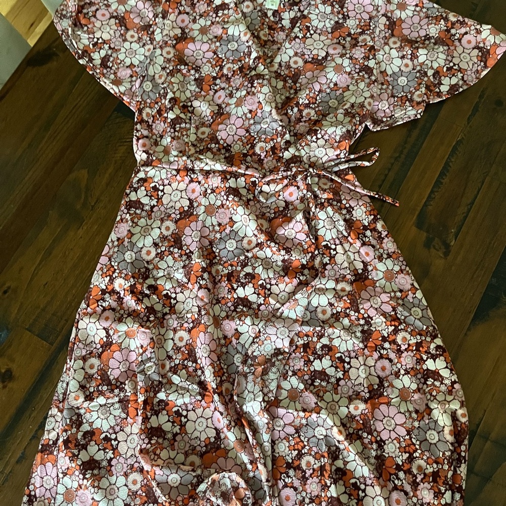 Monteau Pink and Brown Floral Dress